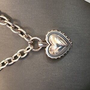 Brighton Pretty Tough Bold Heart Necklace, Silver Color With Heart Pendant